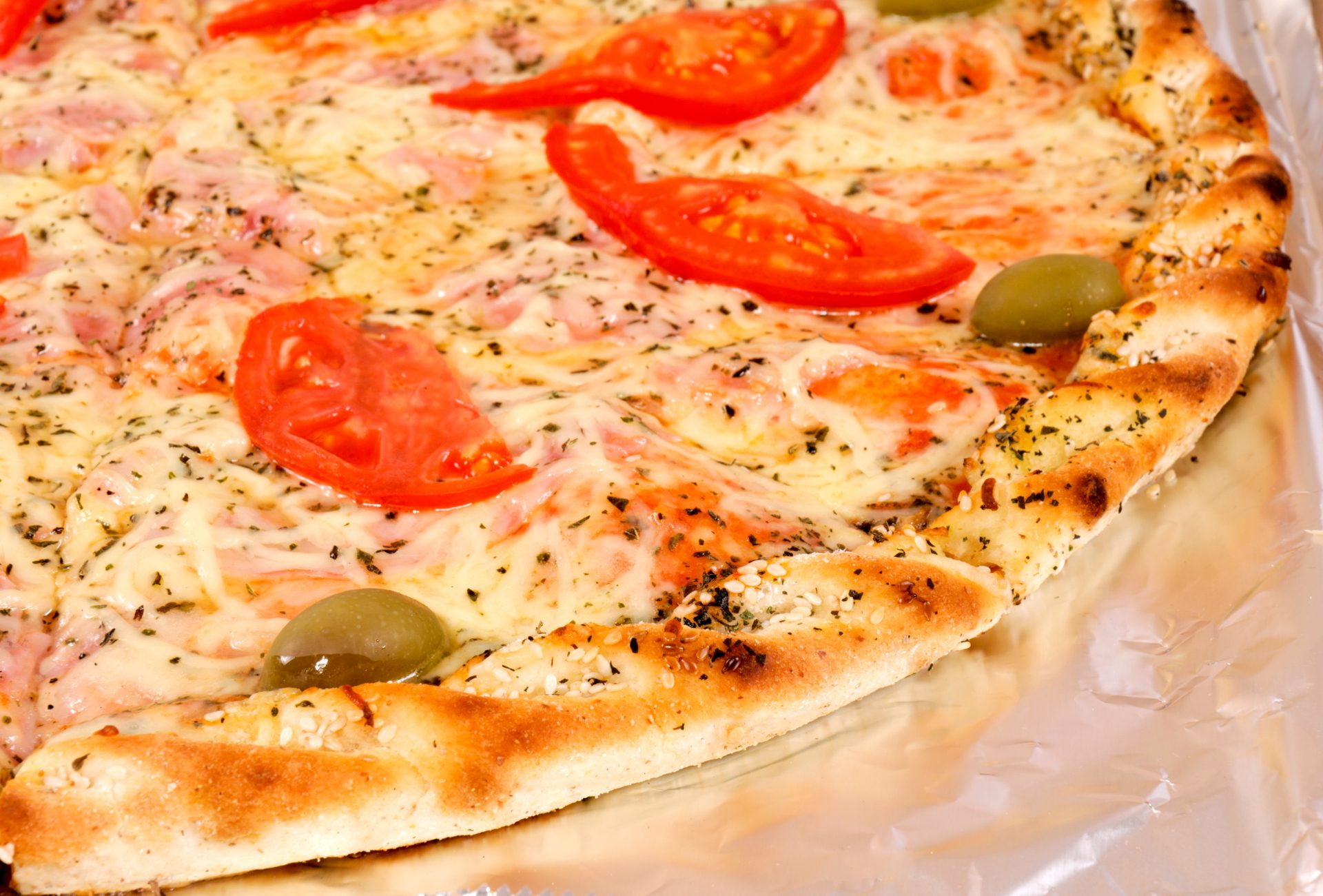 close up of hot pizza